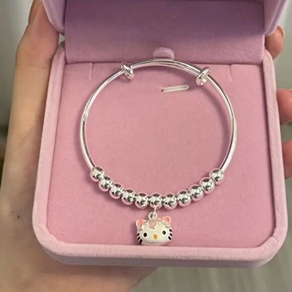Sanrio Hello Kitty Silver Bangle Bracelet - Picture 4 of 6